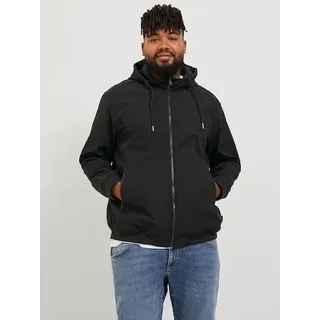 Softshelljacke "JJEBASIC mit Kapuze und wasserabweisendem Stoff", Herren, Gr. 6XL, schwarz, Softshell, Obermaterial: 100% Polyester, JACK & JONES PLUSSIZE, unifarben, regular fit normal, ohne Ausschnitt, Bündchen, Jacken Softshelljacke, Kunstfaser, regular fit