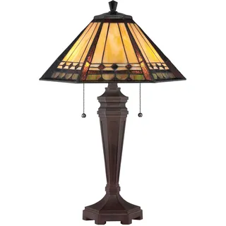 Tiffany Lampe ETERNO Tischleuchte Mit Zugschalter 60cm Hoch Nachttischlampe