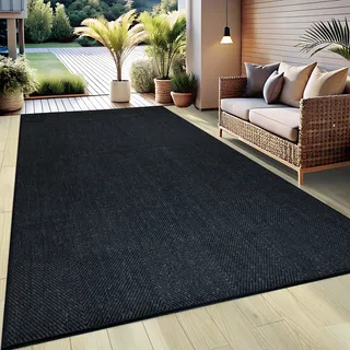 Teppich OTTO HOME "Anna, auch als Läufer erhältlich" Gr. 2, schwarz, B:80cm H:3mm L:150cm, Kunstfaser, Teppiche, Teppich, In- und Outdoor geeignet, Sisal-Optik, Wetterfest & UV-beständig