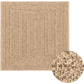 vidaXL Teppich ZIZUR 240x240 cm Jute-Optik Indoor und Outdoor - Braun