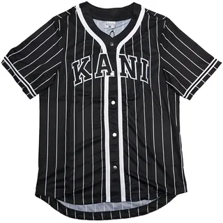 Karl Kani Varsity Striped Baseball Kurzarm-t-shirt Mit V-ausschnitt - Black - S