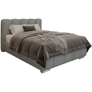 Panda Möbel Polsterbett Zaira 140 x 200 cm mit Bettkasten und Lattenrost, 7-Zonen-Taschenfederkernmatratratze Cira (24 cm) – Grau , Holz , Mode , 100x200 cm , Oeko-Tex® Standard 100 , Schlafzimmer, Betten, Polsterbetten