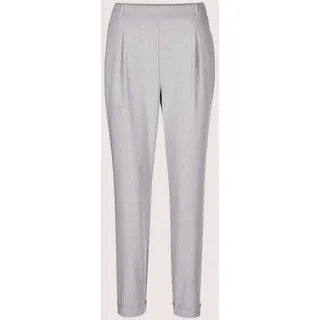 Schlupfhose MADELEINE "Chinohose Elastische Bundfaltenhose, 7/8-Länge", Damen, Gr. 46, N-Gr, grau (grau, melange), Obermaterial: 64% Polyester PES. 32% Viskose CV. 4% Elasthan EL., Modern, Hosen Schlupfhose, konische Beinform