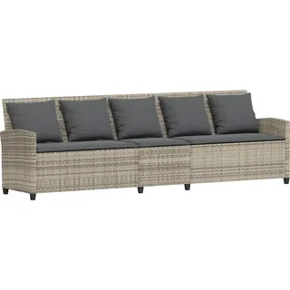 vidaXL Gartensofa 5-Sitzer mit Kissen Hellgrau Poly Rattan - Grau