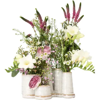 Jinfa Handgefertigtes kleines Keramikvasen-Set – Mehrfarbig oder einfarbig – 5–10 Mini-Vasen – Tisch- & Wohnzimmer-Deko – Für Blumenarrangements, Trockenblumen & Geschenkideen