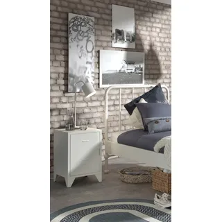 Vipack Nachtkonsole »Bronxx, mit 1 Tür mit Magnetverschluss, dahinter 2 geräumige Fächer« B/H/T ca. 40x60x40cm, moderner Industrial-Style, verschiedene Farben, weiß