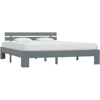 vidaXL Massivholzbett Grau Kiefer 180x200 cm