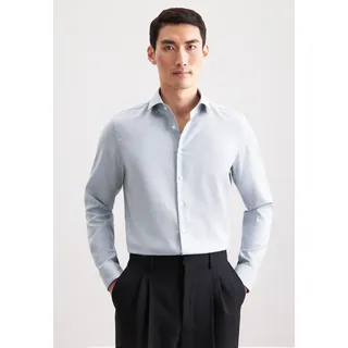 Businesshemd SEIDENSTICKER "Schwarze Rose", Herren, Gr. L (42), normale Ärmellängen, grün, 100% Baumwolle, Strukturmuster, gemustert, slim fit, 2-Knopf-Manschette, Hemden Businesshemd, Slim 1/1 Kentkragen Struktur