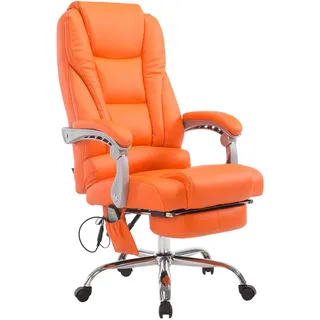 CLP Bürostuhl Pacific mit Massagefunktion V2 Kunstleder höhenverstellbar und drehbar orange - Orange