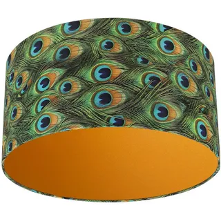 Leuchtenschirm , Blau , Metall, Textil , Federn , zylindrisch , E27 , 25 cm , Lampen & Leuchten, Leuchtenserien