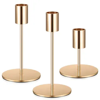Kerzenständer, Kerzenhalter Stabkerzenhalter Kerzenständer Stabkerzen, Vintage Kerzen Ständer für Abendessen Hochzeit Haus Tischdeko Kamindekoration Kerzenschein, (Gold-3)