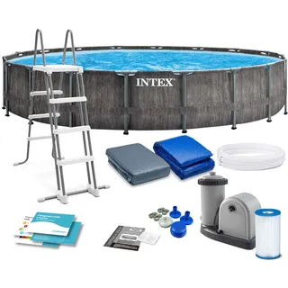 Intex Frame Pool 549 x 122 cm inkl. Filterpumpe, Boden-Schutzplane, Abdeckplane, Poolleiter