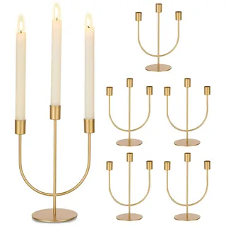 Sziqiqi Kerzenständer Stabkerzenhalter Gold für Hochzeitstisch Deko, Modern Kerzenhalter Dekorative kerzenleuchter für Kamin Mantel Wohnzimmer Tischdeko