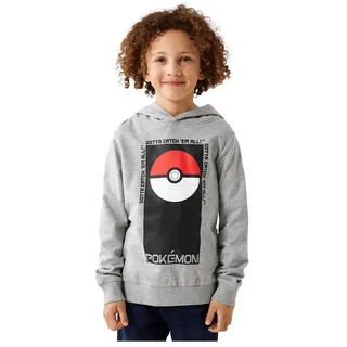 Name It Jungen-Pullover mit Kapuze & Pokemon Print Grey Melange-122-128