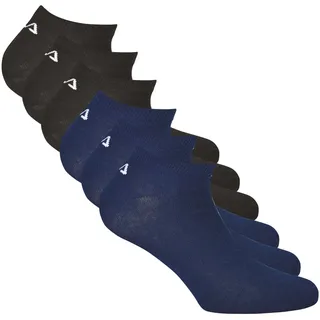 Sneakersocken FILA "Socken 6er Pack", Damen, Gr. 43-46, schwarz (schwarz, blau), Obermaterial: 75% Baumwolle CO. 23% Polyester PES. 2% Elasthan EL., Socken Sneakersocken