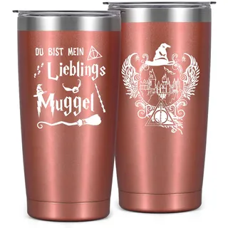 Livole Geschenke für Frauen, Sie, Schwester, Beste Freundin Geschenke Weihnachten, Freundinnen Geschenk, Geburtstagsgeschenk für Frauen - Du bist mein Lieblings Muggel - 600ml Kaffeebecher to go