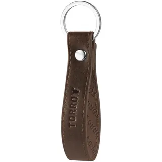 TORRO Schlüsselring aus Hochwertigem Leder, Spaltring aus gebürstetem Metall mit 2,5 cm Durchmesser (Dunkelbraun)