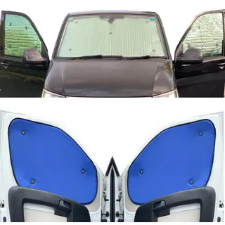 Fensterrollo-Set Kombatibel Mit Mercedes Sprinter (2006-2019)(Frontset) Hintergrundfarbe in Blau, Reversibel und Thermisch