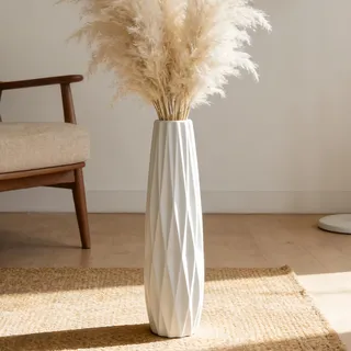 Weiße Keramik-Bodenvase, 45 cm hoch, Moderne große Blumenvasen für Büro, Zuhause, Bauernhaus, Wohnzimmerdekoration, dekoratives Porzellan-Blumenarrangement-Vase