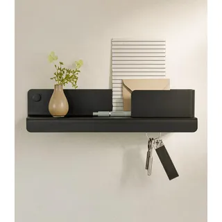 Kazai. Schlüsselbrett 'Holmsen' | Minimalistisches Schlüsselhaken-Design aus Berlin | Moderner Schlüsselhalter mit Ablage aus Metall | Schlüsselboard als Flur Möbel für die Wand | Schwarz