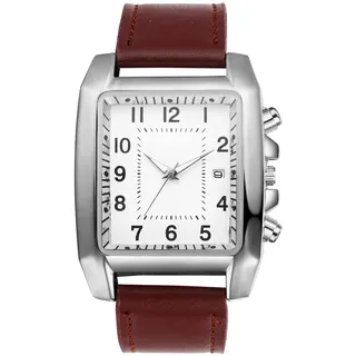Avaner Armbanduhr Herren Uhr mit Schwarz Braun Quadratisches Zifferblatt Herrenuhr mit Lederband Vintage Design mit arabischen Ziffern Analog Quarz Kalender Uhr Männer