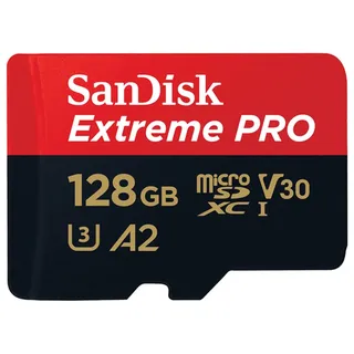 SanDisk Extreme PRO R200/W90 microSDXC 128GB Kit, UHS-I U3, A2, Class 10 (SDSQXCD-128G-GN6MA)