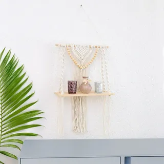 DECCARO Makramee Wandbehang "Bead", 40 x 90 cm - Weiß