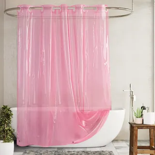 Barossa Design Duschvorhang oder Einlage ohne Haken, weiches Eva, 10 g, extra strapazierfähig, mit 3 Magneten für Badezimmer, Standardgröße 180,3 x 188 cm, transparentes Rosa