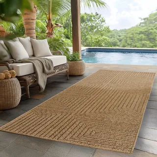 Ayyildiz Outdoorteppich »TIMBER 1404« rechteckig 5 mm Höhe Läufer, In und Outdoor, Jute Sisal Optik, Wohnzimmer, Aussenbereich Beige 150 x 80 cm 100 : Polypropylen,