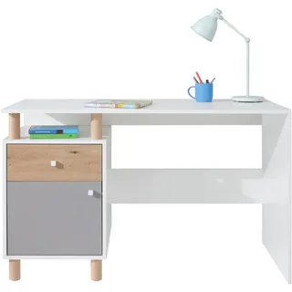 Beautysofa Schreibtisch Figo für Jugendzimmer, mit 1 Tür und 1 Schublade , Eiche Artisan, Grau, Weiß , Holz , 125x76x55 cm , Babymöbel & Kindermöbel, Kinderzimmer & Jugendzimmer, Kinderschreibtische