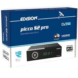 Edision Picco S2 pro Full HD Satelliten Receiver FTA, (DVB-S2 | ARD & ZDF SD Abschaltung tauglich) Unicable tauglich, 2in1 RCU, WiFi, HDTV, HDMI, S/PDIF, IR, Vorinstallierte deutsche Programmliste