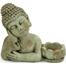NOOR LIVING Kerzenhalter »Buddha«, (1 St.), aus Zement, grau