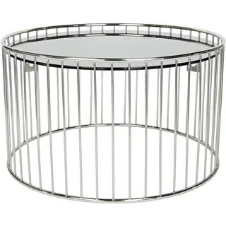 Runder Couchtisch Glas Schwarz Ø 60 cm – Wohnzimmertisch Modern Chrom-Gestell – Beistelltisch Loft Design Industrial – Kaffeetisch H 35 cm - Schwarz, Silber