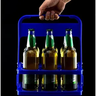 Transportabler 6-Flaschen-Bierkühler Faltbarer Trinkbecherhalter Herstellbarer Trinkgefäßrek (blau) - Blau