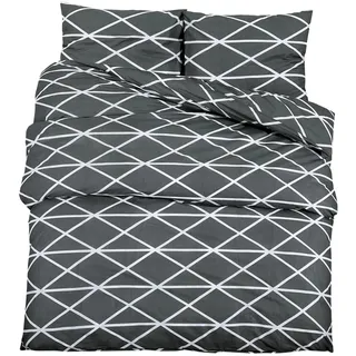 vidaXL Bettwäsche-Set Grau 200x200 cm Baumwolle