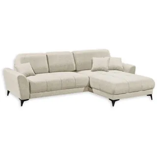 ed exciting design Ecksofa »Bern L-Form frei im Raum stellbar, mit Schlaffunktion in Ivory - 3 Zierkissen