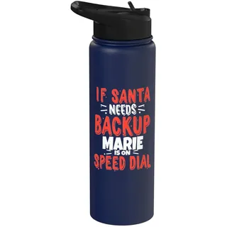 Marie Santa's Backup Personalisierter Marie Weihnachtsname Stainless Steel Insulated Water Bottle