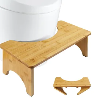 VINATO Toilettenhocker aus Bambus für Erwachsene,17cm Höhe Anti-Rutsch & Klappbar Toilettenhocker,Ergonomischer WC Klohocker Faltbarer für Erwachsene, Verstopfung, Darmgesundheit