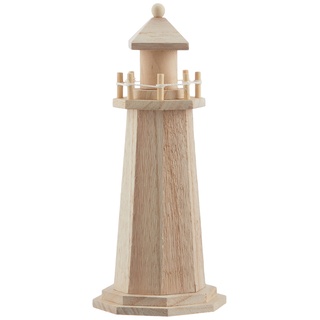 Rayher Leuchtturm, Holz, Höhe 25 cm, nautische mediterrane Dekoration, Deko-Leuchtturm, perfekt für maritime Dekorationen, 6199100