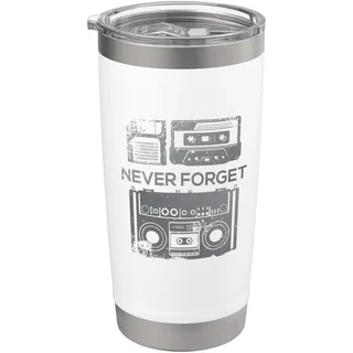 Never Forget Retro Vintage Audio Kassette Tape VCR Floppy Doppelwandiger Edelstahl-Thermobecher