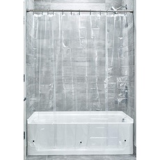 iDesign EVA Liner Futter für Duschvorhang, 183,0 cm x 183,0 cm großer Vorhang aus schimmelresistentem EVA mit zwölf Ösen, durchsichtig