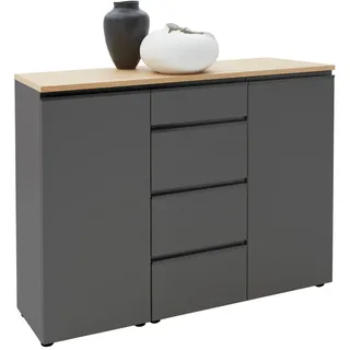 Dieter Knoll Sideboard , Grau, Eichefarben , Holzwerkstoff , Balkeneiche , furniert , 6 Fächer , 4 Schubladen , 135x102x41 cm , Typenauswahl, Beimöbel erhältlich, in verschiedenen Größen erhältlich , Holzmöbel, Kommoden Holz, Sideboards Holz