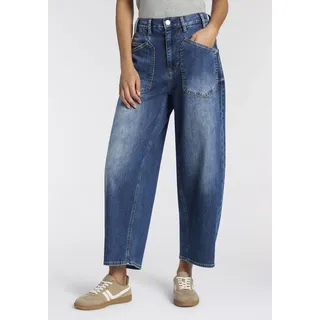 Loose-fit-Jeans HERRLICHER "Meryll Denim Light", Damen, Gr. 28, Länge 32, blau (dolphin), Denim/Jeans, Obermaterial: 98% Baumwolle, 2% Elasthan, loose fit knöchelfrei, Jeans Loose-fit-Jeans, O-Shape mit aufgesetzten Taschen