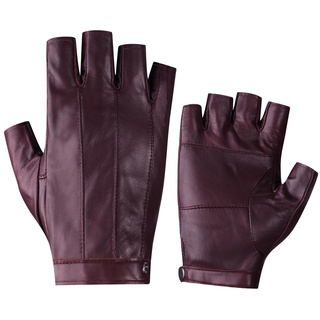 Harssidanzar Fingerlose Fahrhandschuhe Outdoor Sport Half Finger Handschuhe für Damen KL028EU,Bungundy,Größe M