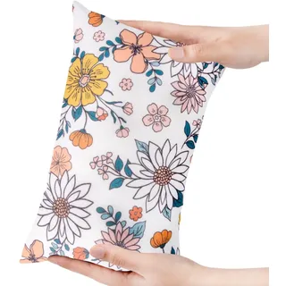 LeoreHu Kinder-Mittagsschläfchen-Kissen in Mini-Format, Auto-Kopfkissen, Erwachsenen-Halskissen, Hilfskissen, Vielseitig, Mini-Kissen (Blumen)