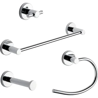 Gedy Set Giacarta 4 Stück Chrom, Tücher 35 cm, Ringhandtücher, 1 Rollenhalter, 1 Kleiderhaken, Komponenten aus Edelstahl mit R&S-Design.