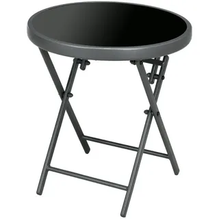 Outsunny Beistelltisch klappbar , Schwarz , Metall , 45x50x45 cm , Gartenmöbel, Gartentische, Klapptische