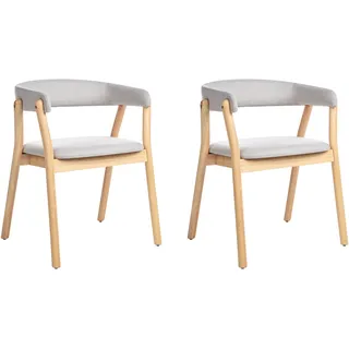 Beliani Esszimmerstuhl 2er Set MYLO Holz Hellgrau