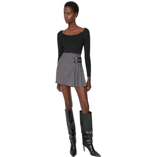 Trendyol Women's Damen Mini A-Linie Webstoff Rock Skirt, Anthracite, 34