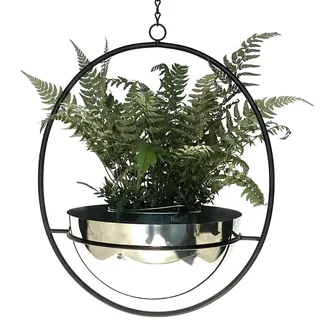 DanDiBo Blumenampel Innen Metall Wand 78 cm 96087 L mit Topf Silber , 25x12.5x25 cm , Wohnzimmer, Wohnzimmertische, Blumenständer